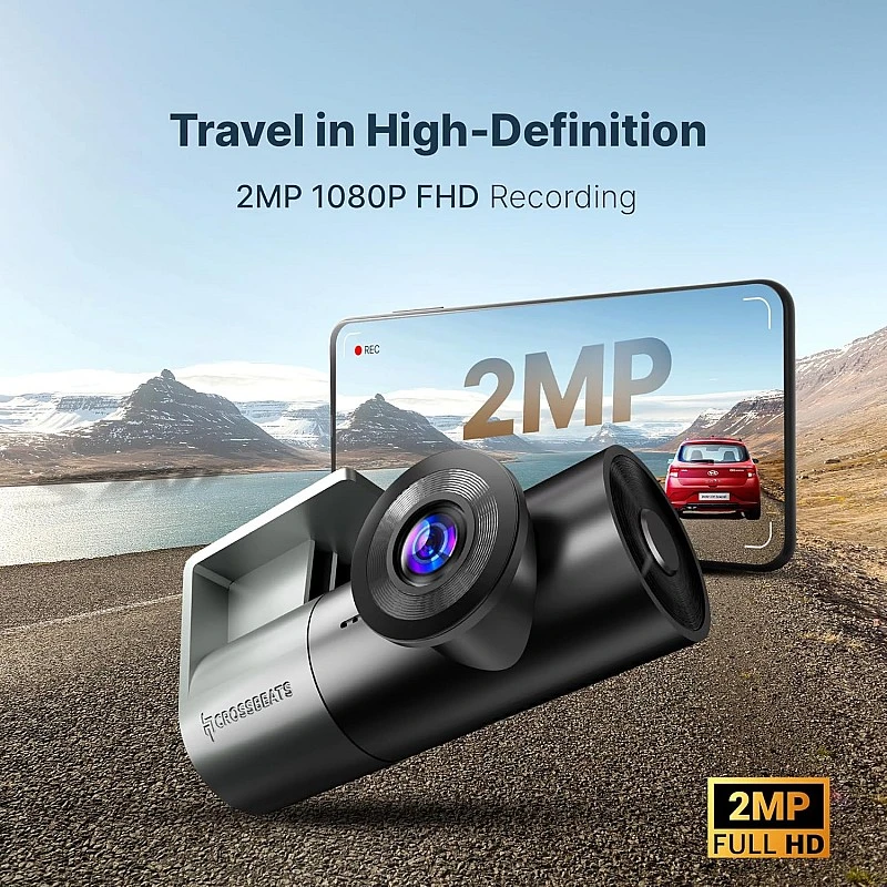 Crossbeats RoadEye Neo Dash Camera for Car | WiFi & APP | 2MP FHD 1080p 170° Wide Angle Dashcam | 360° Front Camera for Car | Night Vision | G-Sensor | Loop & Audio Recording | Easy DIY Set Up Crossbeats RoadEye Neo Dash Camera for Car | WiFi & APP | 2MP FHD 1080p 170° Wide Angle Dashcam | 360° Front Camera for Car | Night Vision | G-Sensor | Loop & Audio Recording | Easy DIY Set Up