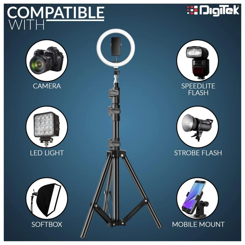DIGITEK® (DLS-006FT) Lightweight & Portable Aluminum Alloy Light Stand for Ring Light, Reflector, Flash Units, Diffuser, Portrait, Softbox, Studio Lighting & More Ideal for Outdoor & Indoor Shoots DIGITEK® (DLS-006FT) Lightweight & Portable Aluminum Alloy Light Stand for Ring Light, Reflector, Flash Units, Diffuser, Portrait, Softbox, Studio Lighting & More Ideal for Outdoor & Indoor Shoots
