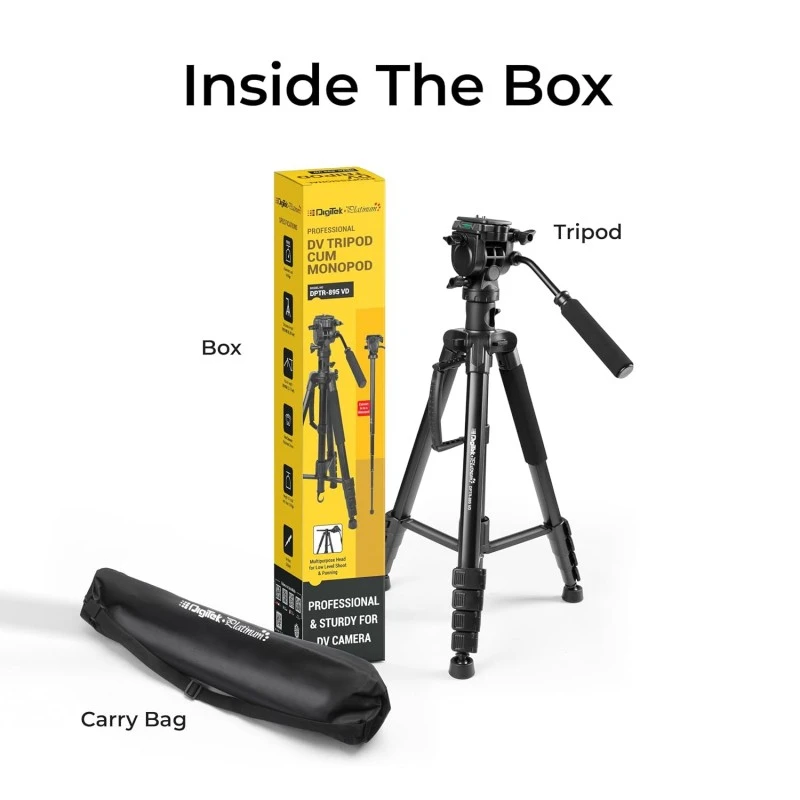 DIGITEK® (DPTR 895VD) 195 CM Tripod Cum Monopod with Aluminum Alloy & Multipurpose Head, 3-Way Head, Lightweight 590MM Folded with Carry Bag, Max Load 5Kg, Ideal for DSLR, DV Camera's DIGITEK® (DPTR 895VD) 195 CM Tripod Cum Monopod with Aluminum Alloy & Multipurpose Head, 3-Way Head, Lightweight 590MM Folded with Carry Bag, Max Load 5Kg, Ideal for DSLR, DV Camera's