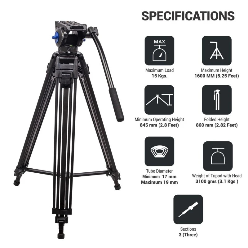 DIGITEK® (DPTR 895VD) 195 CM Tripod Cum Monopod with Aluminum Alloy & Multipurpose Head, 3-Way Head, Lightweight 590MM Folded with Carry Bag, Max Load 5Kg, Ideal for DSLR, DV Camera's DIGITEK® (DPTR 895VD) 195 CM Tripod Cum Monopod with Aluminum Alloy & Multipurpose Head, 3-Way Head, Lightweight 590MM Folded with Carry Bag, Max Load 5Kg, Ideal for DSLR, DV Camera's