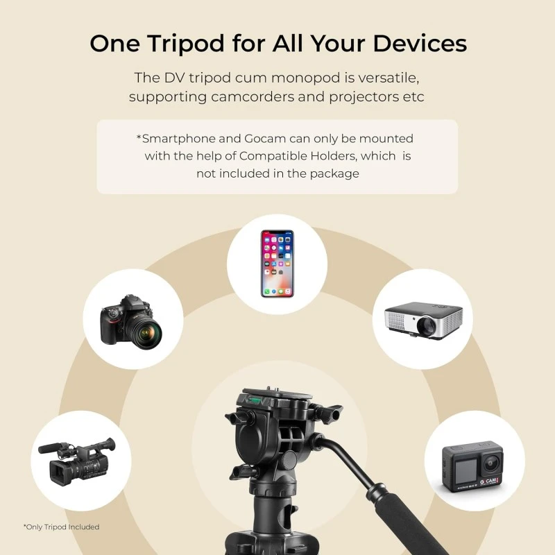 DIGITEK® (DPTR 895VD) 195 CM Tripod Cum Monopod with Aluminum Alloy & Multipurpose Head, 3-Way Head, Lightweight 590MM Folded with Carry Bag, Max Load 5Kg, Ideal for DSLR, DV Camera's DIGITEK® (DPTR 895VD) 195 CM Tripod Cum Monopod with Aluminum Alloy & Multipurpose Head, 3-Way Head, Lightweight 590MM Folded with Carry Bag, Max Load 5Kg, Ideal for DSLR, DV Camera's
