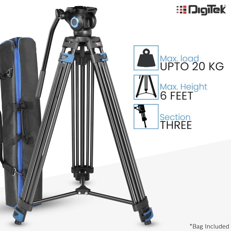 DIGITEK® (DPTR 895VD) 195 CM Tripod Cum Monopod with Aluminum Alloy & Multipurpose Head, 3-Way Head, Lightweight 590MM Folded with Carry Bag, Max Load 5Kg, Ideal for DSLR, DV Camera's DIGITEK® (DPTR 895VD) 195 CM Tripod Cum Monopod with Aluminum Alloy & Multipurpose Head, 3-Way Head, Lightweight 590MM Folded with Carry Bag, Max Load 5Kg, Ideal for DSLR, DV Camera's