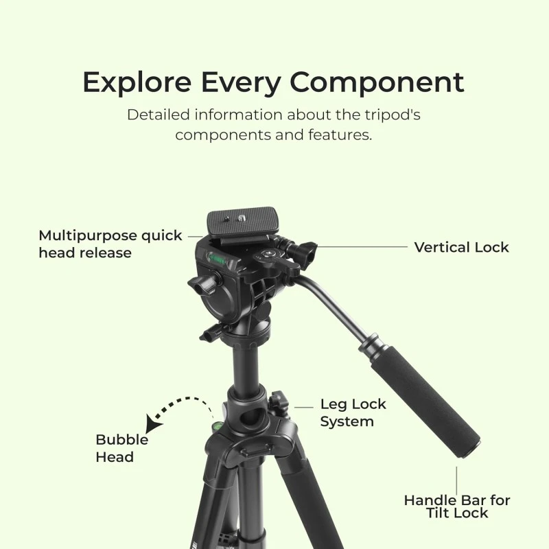 DIGITEK® (DPTR 895VD) 195 CM Tripod Cum Monopod with Aluminum Alloy & Multipurpose Head, 3-Way Head, Lightweight 590MM Folded with Carry Bag, Max Load 5Kg, Ideal for DSLR, DV Camera's DIGITEK® (DPTR 895VD) 195 CM Tripod Cum Monopod with Aluminum Alloy & Multipurpose Head, 3-Way Head, Lightweight 590MM Folded with Carry Bag, Max Load 5Kg, Ideal for DSLR, DV Camera's