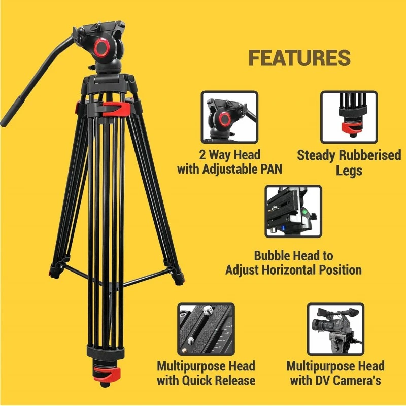 DIGITEK® (DPTR 895VD) 195 CM Tripod Cum Monopod with Aluminum Alloy & Multipurpose Head, 3-Way Head, Lightweight 590MM Folded with Carry Bag, Max Load 5Kg, Ideal for DSLR, DV Camera's DIGITEK® (DPTR 895VD) 195 CM Tripod Cum Monopod with Aluminum Alloy & Multipurpose Head, 3-Way Head, Lightweight 590MM Folded with Carry Bag, Max Load 5Kg, Ideal for DSLR, DV Camera's