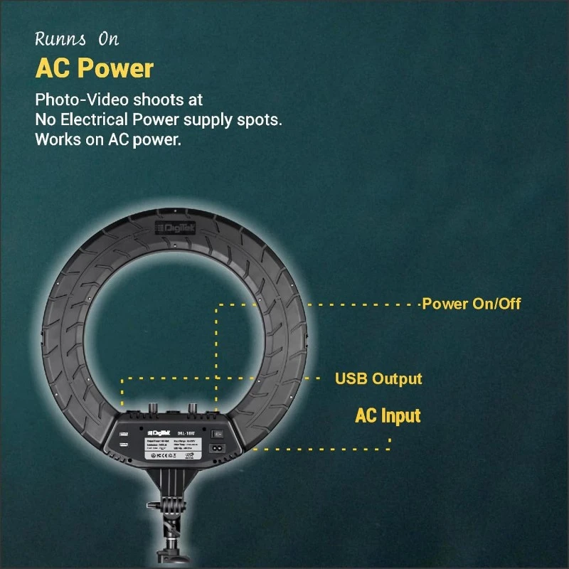 DIGITEK® (DRL 18RT C9) 18 Inch LED Ring Light with Remote Control & 250cm Stand - Smartphone Grip - AC Powered, USB Support - Adjustable Lighting Intensity - Photo, Video Shoots, Makeup, & Vlogging DIGITEK® (DRL 18RT C9) 18 Inch LED Ring Light with Remote Control & 250cm Stand - Smartphone Grip - AC Powered, USB Support - Adjustable Lighting Intensity - Photo, Video Shoots, Makeup, & Vlogging