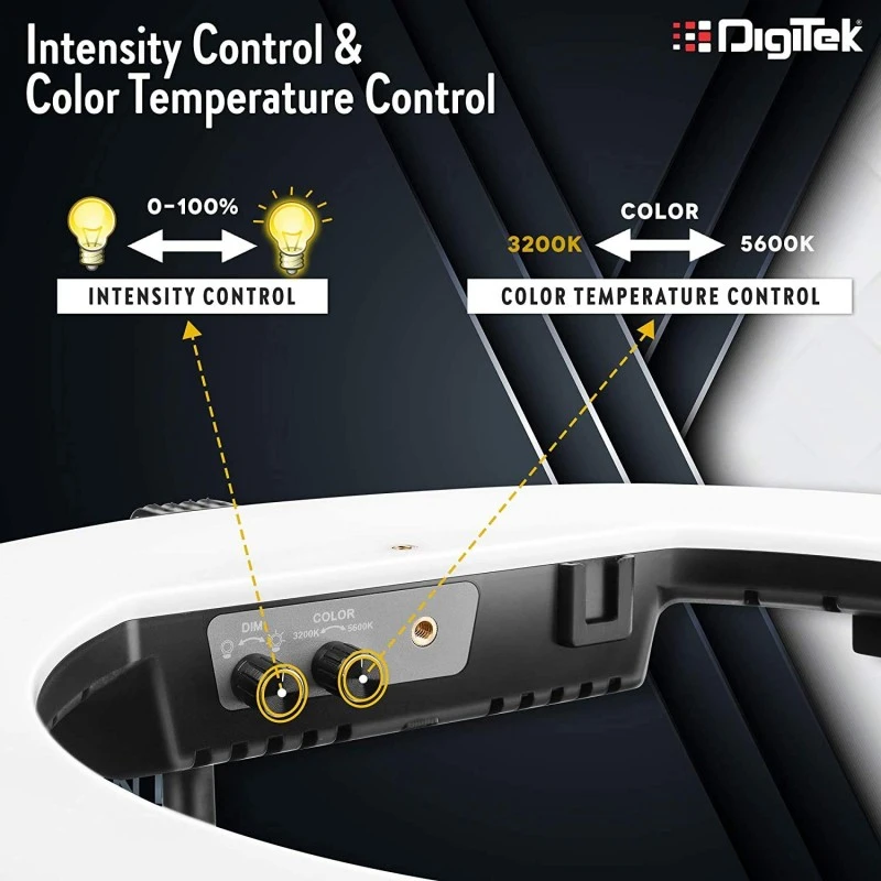 DIGITEK® (DRL 18RT C9) 18 Inch LED Ring Light with Remote Control & 250cm Stand - Smartphone Grip - AC Powered, USB Support - Adjustable Lighting Intensity - Photo, Video Shoots, Makeup, & Vlogging DIGITEK® (DRL 18RT C9) 18 Inch LED Ring Light with Remote Control & 250cm Stand - Smartphone Grip - AC Powered, USB Support - Adjustable Lighting Intensity - Photo, Video Shoots, Makeup, & Vlogging