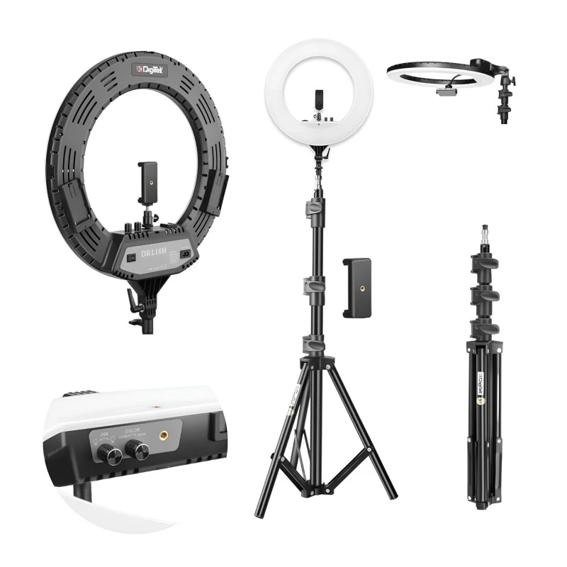 DIGITEK® (DRL 18RT C9) 18 Inch LED Ring Light with Remote Control & 250cm Stand - Smartphone Grip - AC Powered, USB Support - Adjustable Lighting Intensity - Photo, Video Shoots, Makeup, & Vlogging DIGITEK® (DRL 18RT C9) 18 Inch LED Ring Light with Remote Control & 250cm Stand - Smartphone Grip - AC Powered, USB Support - Adjustable Lighting Intensity - Photo, Video Shoots, Makeup, & Vlogging