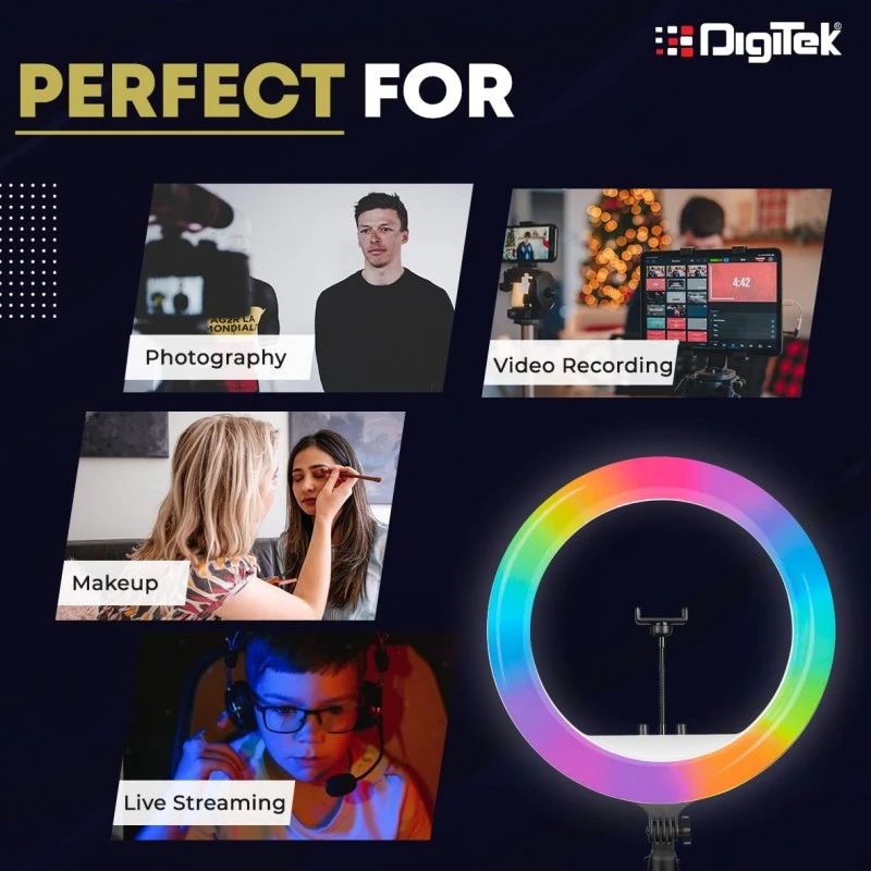 DIGITEK® (DRL-18RT) Profesional 46cm (18 Inch) LED Ring Light with Remote Control, Runs on AC Power with No Shadow apertures, Ideal use for Makeup Artist, Video Shoot, Fashion Photography & Many More DIGITEK® (DRL-18RT) Profesional 46cm (18 Inch) LED Ring Light with Remote Control, Runs on AC Power with No Shadow apertures, Ideal use for Makeup Artist, Video Shoot, Fashion Photography & Many More