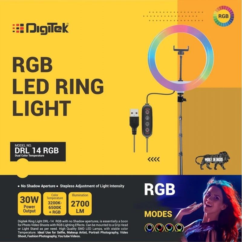 DIGITEK® (DRL-18RT) Profesional 46cm (18 Inch) LED Ring Light with Remote Control, Runs on AC Power with No Shadow apertures, Ideal use for Makeup Artist, Video Shoot, Fashion Photography & Many More DIGITEK® (DRL-18RT) Profesional 46cm (18 Inch) LED Ring Light with Remote Control, Runs on AC Power with No Shadow apertures, Ideal use for Makeup Artist, Video Shoot, Fashion Photography & Many More