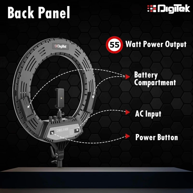 DIGITEK® (DRL-18RT) Profesional 46cm (18 Inch) LED Ring Light with Remote Control, Runs on AC Power with No Shadow apertures, Ideal use for Makeup Artist, Video Shoot, Fashion Photography & Many More DIGITEK® (DRL-18RT) Profesional 46cm (18 Inch) LED Ring Light with Remote Control, Runs on AC Power with No Shadow apertures, Ideal use for Makeup Artist, Video Shoot, Fashion Photography & Many More