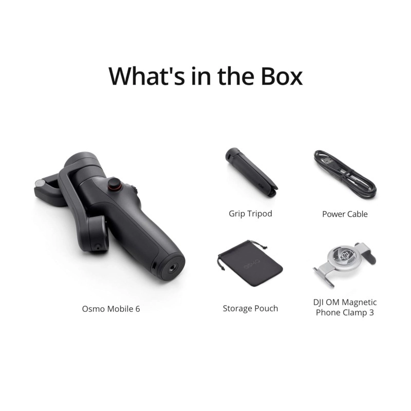 DJI OSMO Mobile 6 Smartphone Gimbal Stabilizer, 3-Axis Phone Gimbal, Built-in Extension Rod, Portable and Foldable for Android & iPhone, Vlogging Stabilizer, YouTube, Instagram Reel Video, (Black)