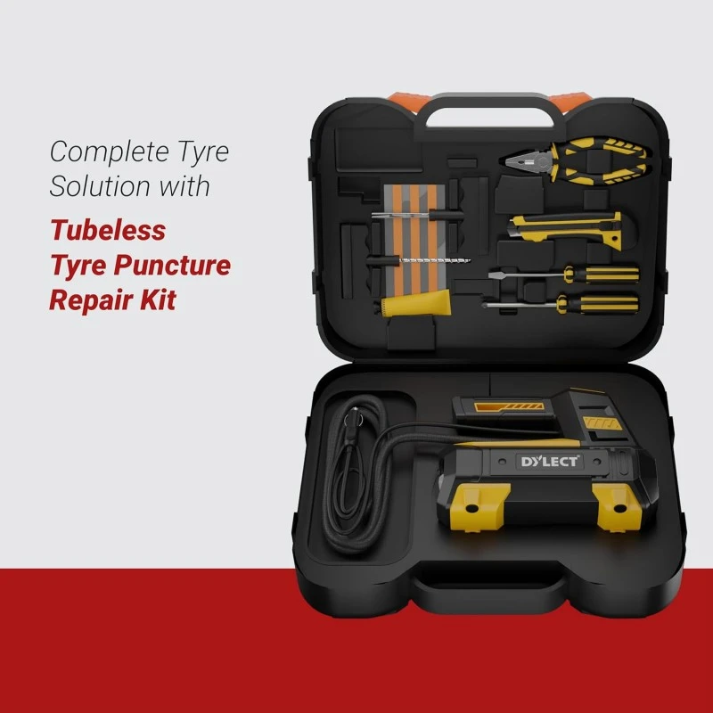 DYLECT Digital Tyre Inflator for Car, 12V DC, 22mm Cylinder, Upto 150 PSI, Portable Air Compressor Pump with LED Light, Auto Shut-Off, Sleek and Portable, Copper Winding, Fast Inflation, Carry Bag DYLECT Digital Tyre Inflator for Car, 12V DC, 22mm Cylinder, Upto 150 PSI, Portable Air Compressor Pump with LED Light, Auto Shut-Off, Sleek and Portable, Copper Winding, Fast Inflation, Carry Bag