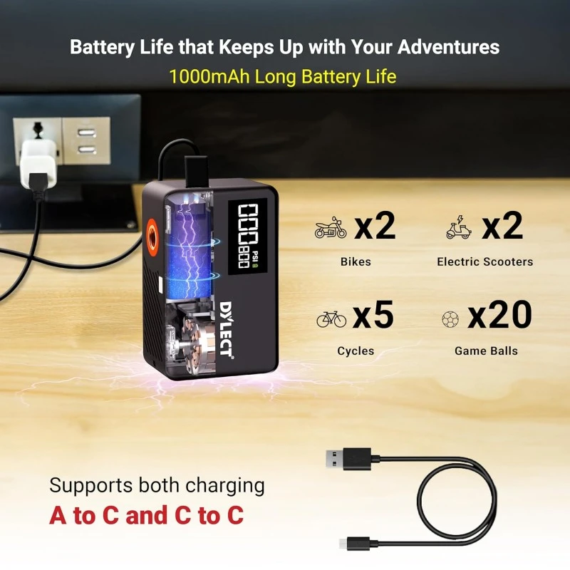 DYLECT Digital Tyre Inflator for Car, 12V DC, 22mm Cylinder, Upto 150 PSI, Portable Air Compressor Pump with LED Light, Auto Shut-Off, Sleek and Portable, Copper Winding, Fast Inflation, Carry Bag DYLECT Digital Tyre Inflator for Car, 12V DC, 22mm Cylinder, Upto 150 PSI, Portable Air Compressor Pump with LED Light, Auto Shut-Off, Sleek and Portable, Copper Winding, Fast Inflation, Carry Bag