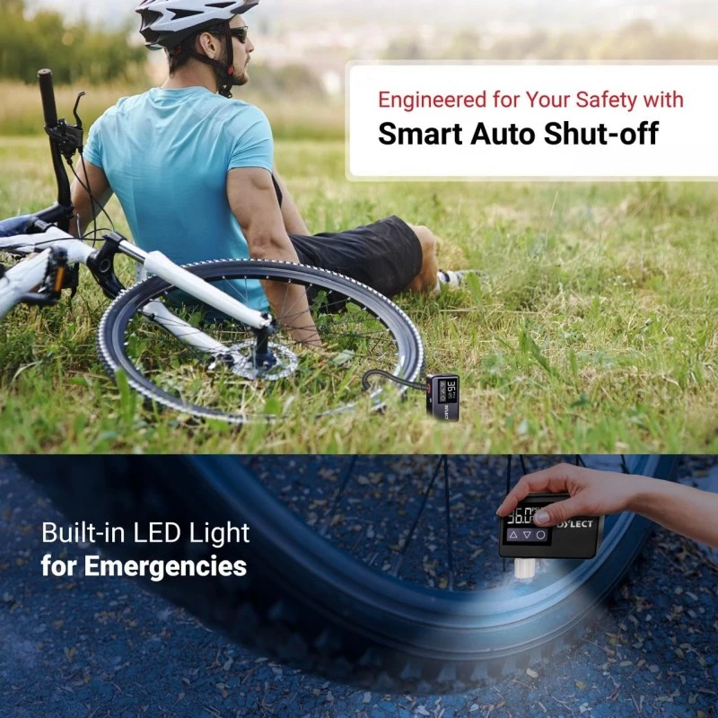 DYLECT Digital Tyre Inflator for Car, 12V DC, 22mm Cylinder, Upto 150 PSI, Portable Air Compressor Pump with LED Light, Auto Shut-Off, Sleek and Portable, Copper Winding, Fast Inflation, Carry Bag DYLECT Digital Tyre Inflator for Car, 12V DC, 22mm Cylinder, Upto 150 PSI, Portable Air Compressor Pump with LED Light, Auto Shut-Off, Sleek and Portable, Copper Winding, Fast Inflation, Carry Bag