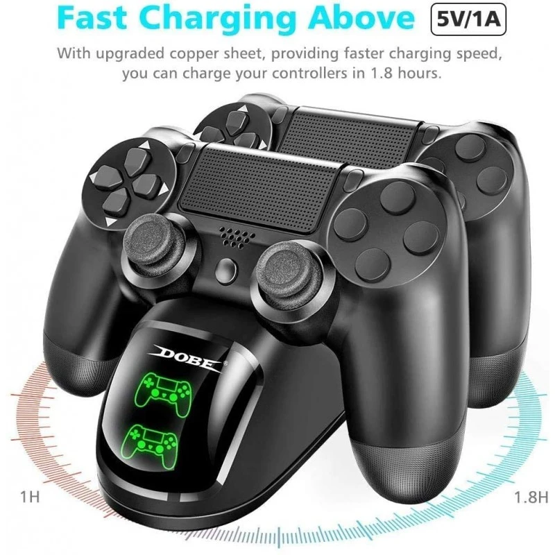 Dobe New World Ps4 Controller Charging Dock With Cable (Black), USB Dobe New World Ps4 Controller Charging Dock With Cable (Black), USB