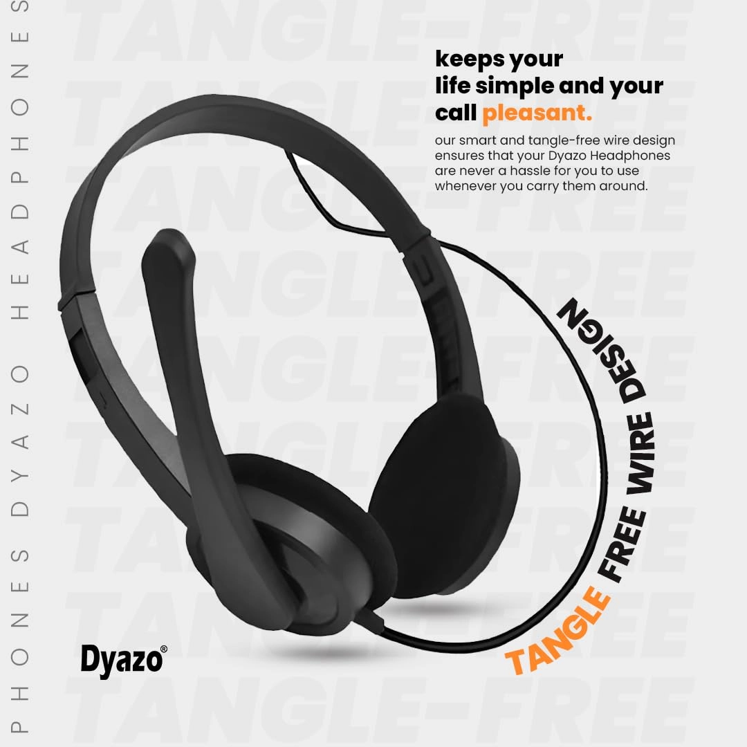Dyazo Computer Wired Headphones | Headset with Mic | 3.5 MM Jack | Compatible for Laptops, PC, Notebooks (Black)