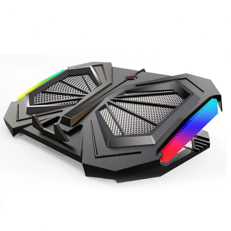 Dyazo Gaming Laptop Cooler| Laptop Cooling pad with Dual USB Powered Fan Compatible with All Notebooks 11.6, 13.3, 15.6, 17 inch with Real RGB Rim Lights (Black) (YL017) Dyazo Gaming Laptop Cooler| Laptop Cooling pad with Dual USB Powered Fan Compatible with All Notebooks 11.6, 13.3, 15.6, 17 inch with Real RGB Rim Lights (Black) (YL017)