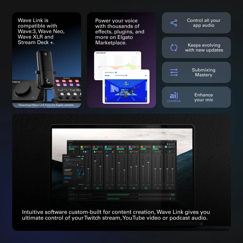 Elgato Stream Deck +,Audio Mixer,Production Console And Studio Controller And For Content Creators,Streaming,Gaming,With Customisable Touch Strip Dials And Lcd Keys,Works With Mac And Pc,USB-A,Black Elgato Stream Deck +,Audio Mixer,Production Console And Studio Controller And For Content Creators,Streaming,Gaming,With Customisable Touch Strip Dials And Lcd Keys,Works With Mac And Pc,USB-A,Black
