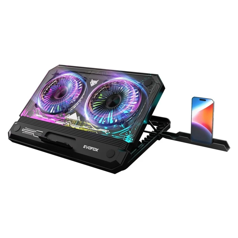 EvoFox Frost Laptop Cooling Pad with 125mm Silent Fans, 5 Adjustment Levels, Silicon Pads, Iron mesh and Blue LED Lights, 2 USB Ports, for Laptops up to 39.62 cm (15.6 inches) (Blue) EvoFox Frost Laptop Cooling Pad with 125mm Silent Fans, 5 Adjustment Levels, Silicon Pads, Iron mesh and Blue LED Lights, 2 USB Ports, for Laptops up to 39.62 cm (15.6 inches) (Blue)