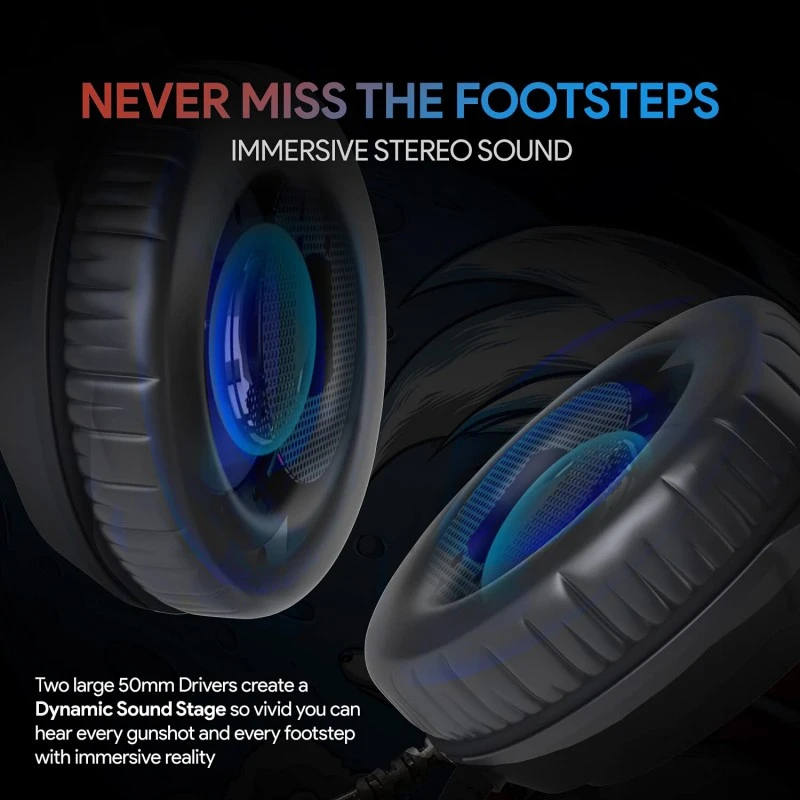 EvoFox Nebula RGB Gaming Headphones with Auto Adjusting Headband, Soft Leather Ear Cushions Cable (Blue Black) EvoFox Nebula RGB Gaming Headphones with Auto Adjusting Headband, Soft Leather Ear Cushions Cable (Blue Black)