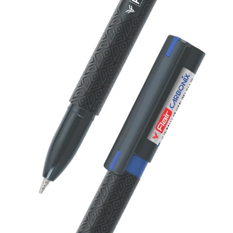 FLAIR Carbonix 0.7mm Ball Pen Tumbler | Liquid Ink Light Weight Pen | Comfortable Grip With Extra Smooth Writing Experience | Attractive Black Body | Blue, Black & Red Ink, Pack of 50 Pens FLAIR Carbonix 0.7mm Ball Pen Tumbler | Liquid Ink Light Weight Pen | Comfortable Grip With Extra Smooth Writing Experience | Attractive Black Body | Blue, Black & Red Ink, Pack of 50 Pens