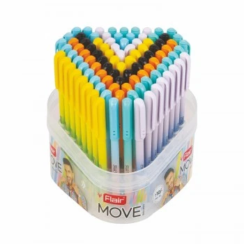 FLAIR Move Ball Pen | Attractive Matte Finish Pastel Body Colors | Effortless Writing With Sleek Clip Design | Blue and Black Ink, Set Of 100
