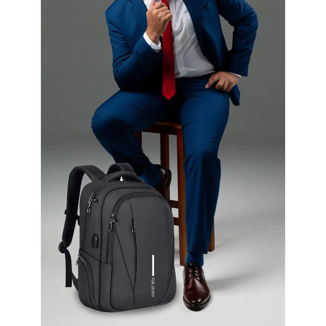 FUR JADEN Travel Laptop Backpack, Business Backpacks with USB Charging Port, Water Resistant College School Computer Bag for Men & Women Fits Under 15.6 inch Laptop and Notebook