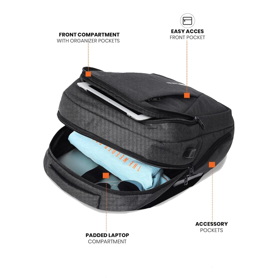 FUR JADEN Travel Laptop Backpack, Business Backpacks with USB Charging Port, Water Resistant College School Computer Bag for Men & Women Fits Under 15.6 inch Laptop and Notebook