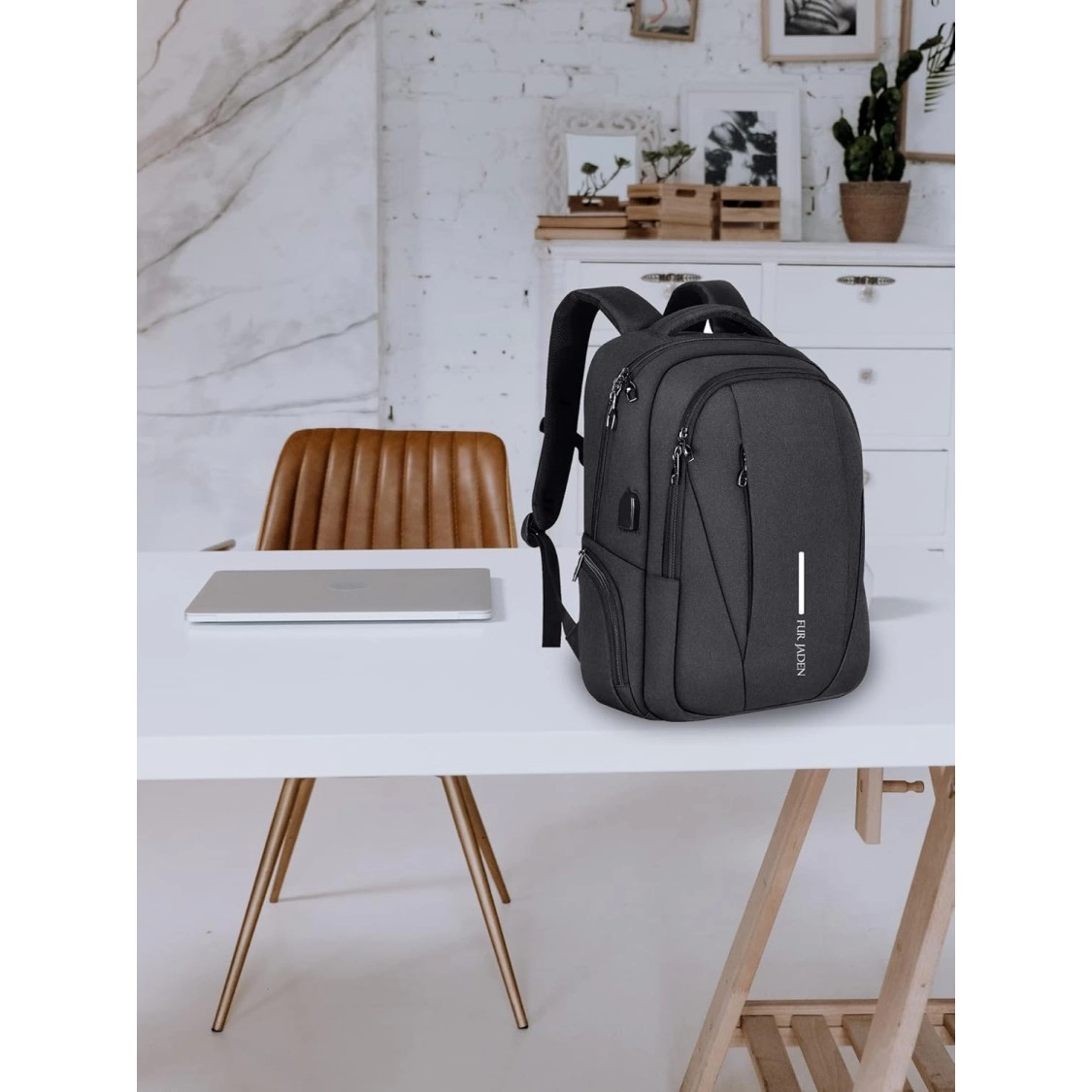 FUR JADEN Travel Laptop Backpack, Business Backpacks with USB Charging Port, Water Resistant College School Computer Bag for Men & Women Fits Under 15.6 inch Laptop and Notebook