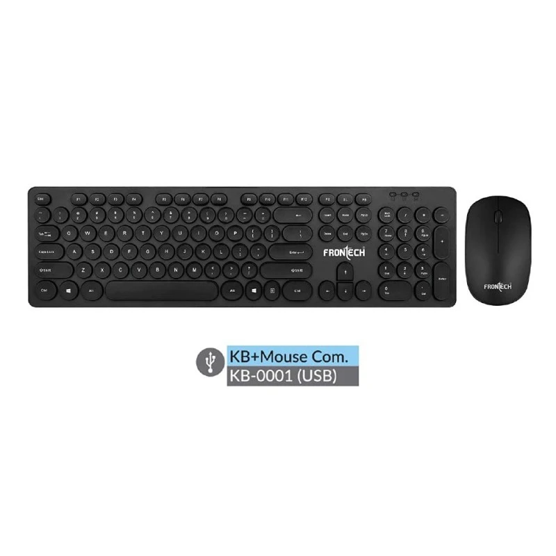 Frontech KB-0001 Wired Keyboard and Optical Wired Mouse Combo | USB Receiver | Black Frontech KB-0001 Wired Keyboard and Optical Wired Mouse Combo | USB Receiver | Black
