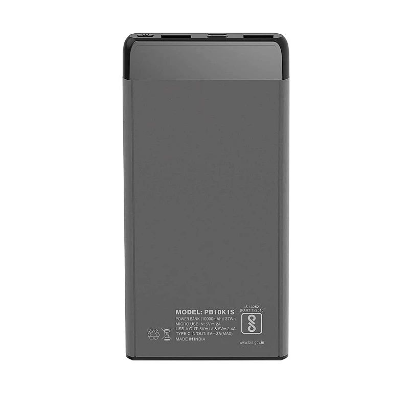 GIONEE 10000 mAh Fast Charging 15 W Power Bank PB10K1S (Grey) GIONEE 10000 mAh Fast Charging 15 W Power Bank PB10K1S (Grey)