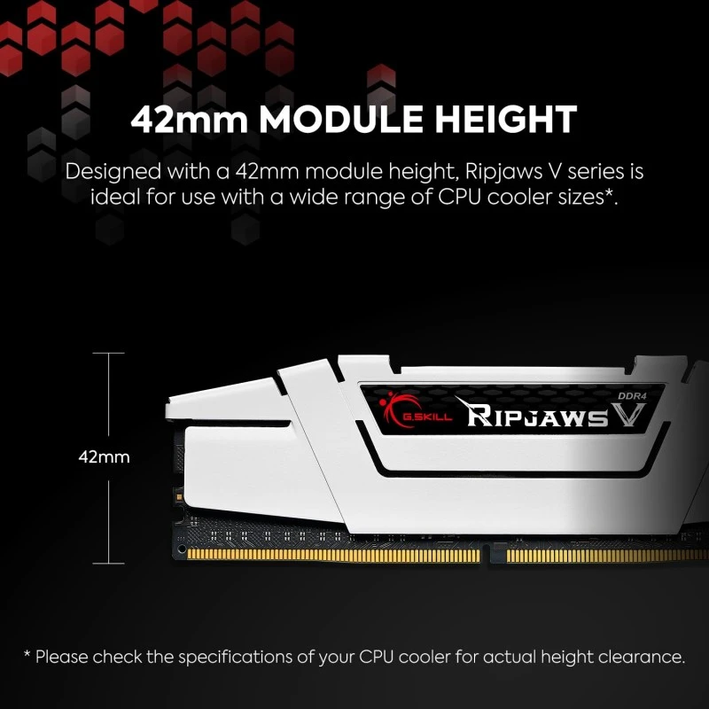 G.Skill Ripjaws V 16GB (2x8GB) DDR4-3200MHz CL16-18-18-38 1.35V Desktop Memory RAM - F4-3200C16D-16GVKB, Black G.Skill Ripjaws V 16GB (2x8GB) DDR4-3200MHz CL16-18-18-38 1.35V Desktop Memory RAM - F4-3200C16D-16GVKB, Black