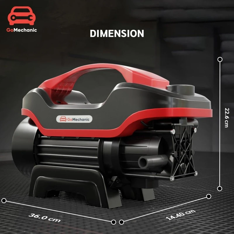 GoMechanic Car Washer High Pressure Pump Machine - Portable Washing Gun - 2200 Watts, 140 Bars & 7.5L/Min Flow Rate - 8 Meters Outlet Hose for Car, Bike & Home Cleaning Purpose (Black-Red) GoMechanic Car Washer High Pressure Pump Machine - Portable Washing Gun - 2200 Watts, 140 Bars & 7.5L/Min Flow Rate - 8 Meters Outlet Hose for Car, Bike & Home Cleaning Purpose (Black-Red)