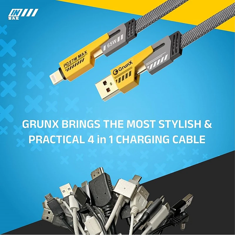 Airtree INBAE 4 in 1 Metal Alloy Ports Fast Charging & Data Transfer 65W Cable|Super Durable Texture Braided|Supporting Thunderbolt Port,Type C Lightning,Type A for All iPhones & Laptop Airtree INBAE 4 in 1 Metal Alloy Ports Fast Charging & Data Transfer 65W Cable|Super Durable Texture Braided|Supporting Thunderbolt Port,Type C Lightning,Type A for All iPhones & Laptop