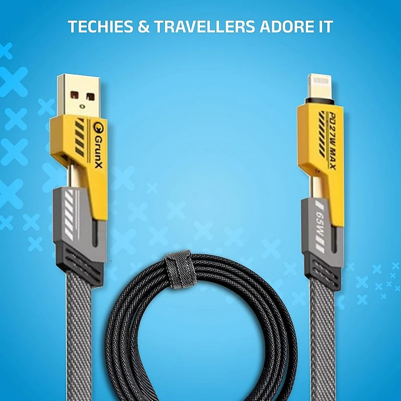 Airtree INBAE 4 in 1 Metal Alloy Ports Fast Charging & Data Transfer 65W Cable|Super Durable Texture Braided|Supporting Thunderbolt Port,Type C Lightning,Type A for All iPhones & Laptop Airtree INBAE 4 in 1 Metal Alloy Ports Fast Charging & Data Transfer 65W Cable|Super Durable Texture Braided|Supporting Thunderbolt Port,Type C Lightning,Type A for All iPhones & Laptop