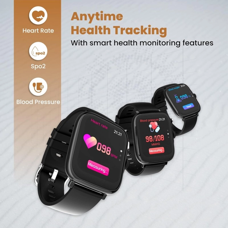 HAMMER Ace 4.0 Calling Smart Watch with Large 1.85" IPS Display, Dual Mode, Spo2, Heart Rate, Strong Metallic Body & Skin Friendly Strap, Black