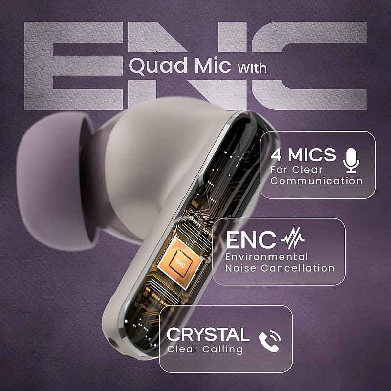 HAMMER Stellar ENC (Environmental Noise Cancelation) in-Ear TWS with 4 mics for Crystal Clear Calling, Playtime 48 Hrs, BT 5.3, Type-C Fast Charging,Metallic Tri-Color Shade, Driver Deep Bass,(Cream) HAMMER Stellar ENC (Environmental Noise Cancelation) in-Ear TWS with 4 mics for Crystal Clear Calling, Playtime 48 Hrs, BT 5.3, Type-C Fast Charging,Metallic Tri-Color Shade, Driver Deep Bass,(Cream)