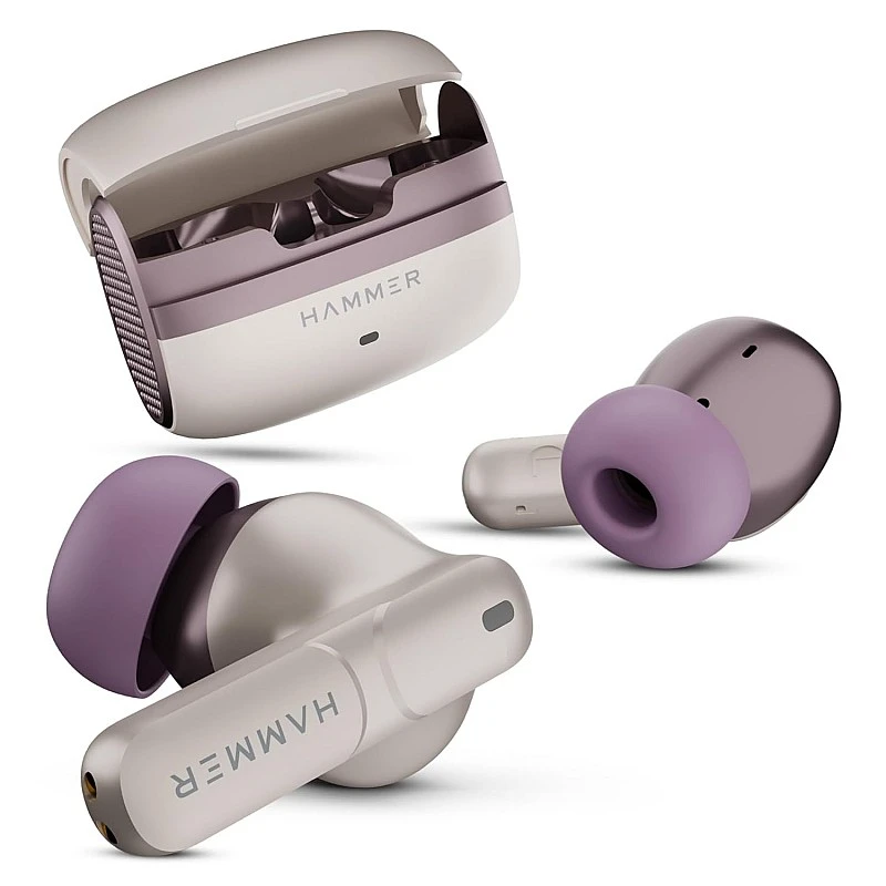 HAMMER Stellar ENC (Environmental Noise Cancelation) in-Ear TWS with 4 mics for Crystal Clear Calling, Playtime 48 Hrs, BT 5.3, Type-C Fast Charging,Metallic Tri-Color Shade, Driver Deep Bass,(Cream) HAMMER Stellar ENC (Environmental Noise Cancelation) in-Ear TWS with 4 mics for Crystal Clear Calling, Playtime 48 Hrs, BT 5.3, Type-C Fast Charging,Metallic Tri-Color Shade, Driver Deep Bass,(Cream)
