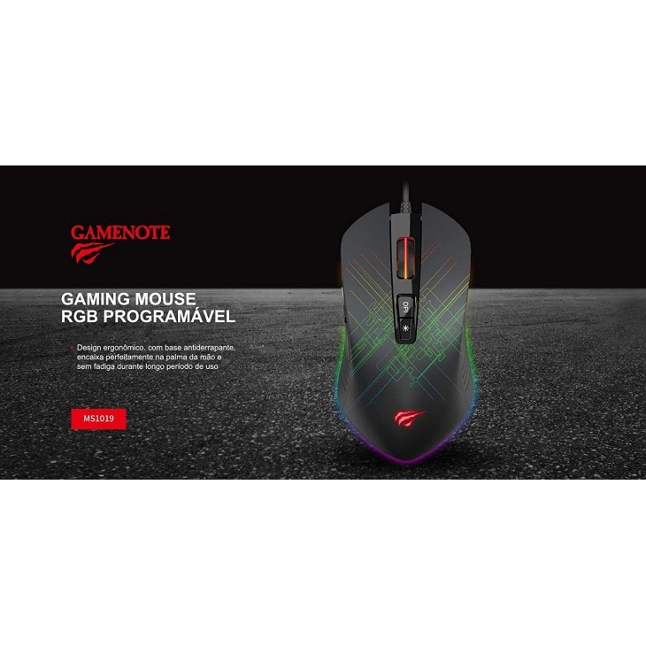 HAVIT GAMENOTE MS1019 RGB Backlit Programmable Gaming Mouse - 7 Buttons, 4800 DPI