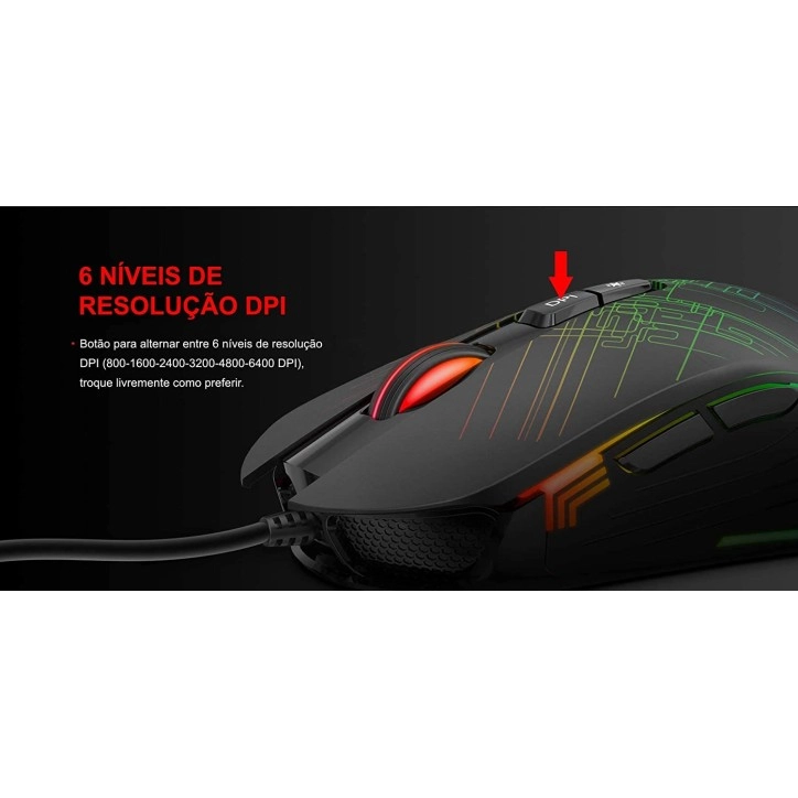 HAVIT GAMENOTE MS1019 RGB Backlit Programmable Gaming Mouse - 7 Buttons, 4800 DPI