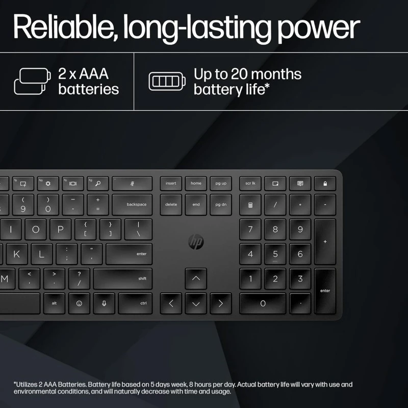 HP 450 Programmable Wireless, Full Size; 3-Zone Layout Keyboard, 2.4 Ghz Wireless Connection, Compatible with Pcs with Available USB-A Port, Black HP 450 Programmable Wireless, Full Size; 3-Zone Layout Keyboard, 2.4 Ghz Wireless Connection, Compatible with Pcs with Available USB-A Port, Black