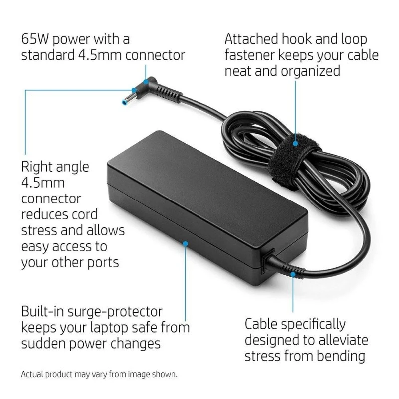 HP 65W AC Laptops Charger Adapter 4.5mm for HP Pavilion Black (Without Power Cable) HP 65W AC Laptops Charger Adapter 4.5mm for HP Pavilion Black (Without Power Cable)