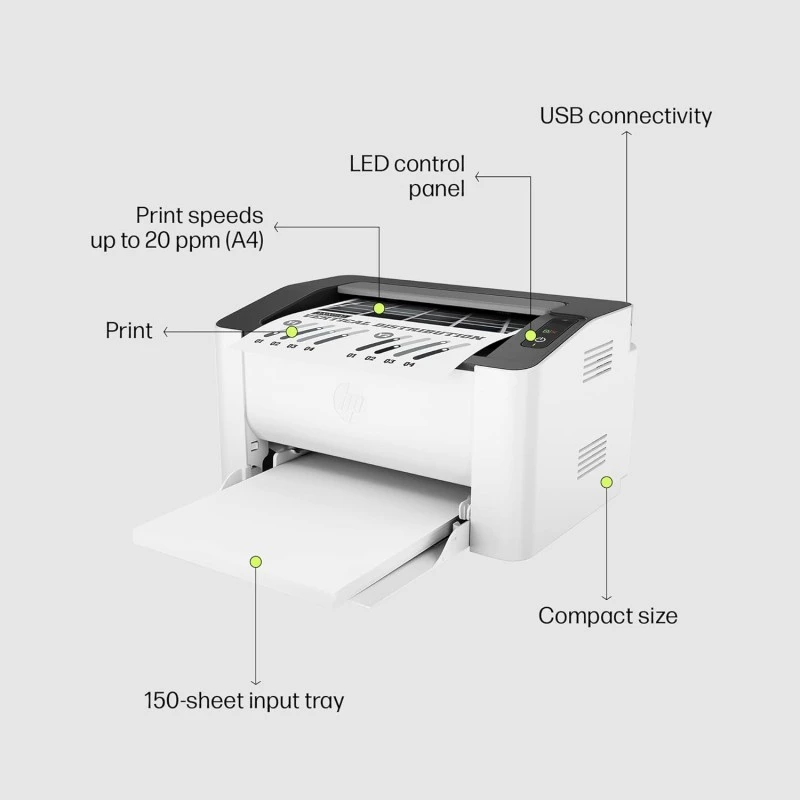 HP Laser 1008a Printer, Single Function, Print, Hi-Speed USB 2.0, Up to 21 ppm, 150-sheet Input Tray, 100-sheet Output Tray, 10,000-page Duty Cycle, 1-Year Warranty, Black and White, 714Z8A HP Laser 1008a Printer, Single Function, Print, Hi-Speed USB 2.0, Up to 21 ppm, 150-sheet Input Tray, 100-sheet Output Tray, 10,000-page Duty Cycle, 1-Year Warranty, Black and White, 714Z8A