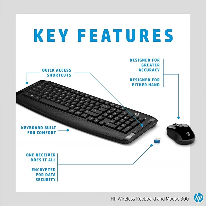 HP Wireless Keyboard and Mouse 300 Black HP Wireless Keyboard and Mouse 300 Black