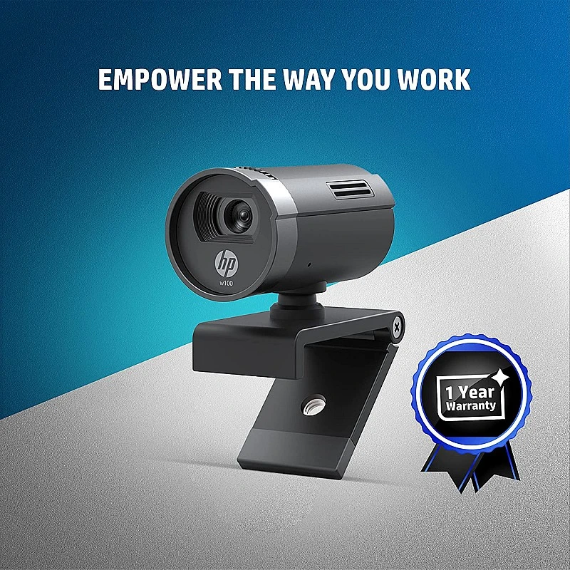 HP w100 480p/30 Fps Webcam, Built-in Mic, Plug and Play, Wide-Angle View for Video Calling, Skype, Zoom, Microsoft Teams, Black HP w100 480p/30 Fps Webcam, Built-in Mic, Plug and Play, Wide-Angle View for Video Calling, Skype, Zoom, Microsoft Teams, Black