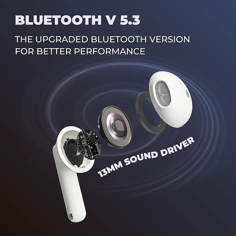 Hammer KO Pro Bluetooth Earbuds with Upto 20H Playtime, ENC, Fast Charging Type-C, IPX4 Water Resistant, Bluetooth v5.3, Touch Controls and Voice Assistant (White) Hammer KO Pro Bluetooth Earbuds with Upto 20H Playtime, ENC, Fast Charging Type-C, IPX4 Water Resistant, Bluetooth v5.3, Touch Controls and Voice Assistant (White)