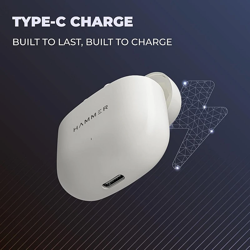 Hammer KO Pro Bluetooth Earbuds with Upto 20H Playtime, ENC, Fast Charging Type-C, IPX4 Water Resistant, Bluetooth v5.3, Touch Controls and Voice Assistant (White) Hammer KO Pro Bluetooth Earbuds with Upto 20H Playtime, ENC, Fast Charging Type-C, IPX4 Water Resistant, Bluetooth v5.3, Touch Controls and Voice Assistant (White)