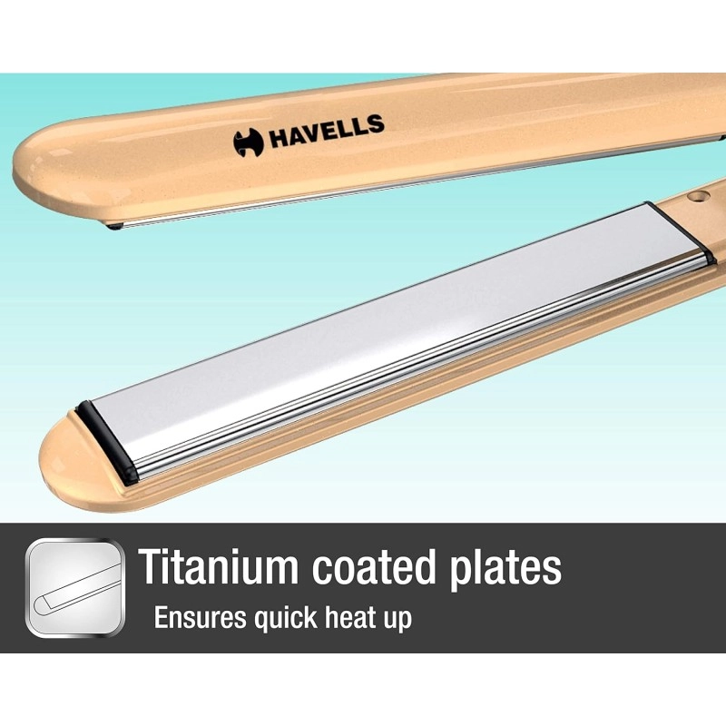Havells HS4152 Titanium plates professional Hair Straightener; Adjustable temperature with instant heating; For all hair types (Gold) Havells HS4152 Titanium plates professional Hair Straightener; Adjustable temperature with instant heating; For all hair types (Gold)