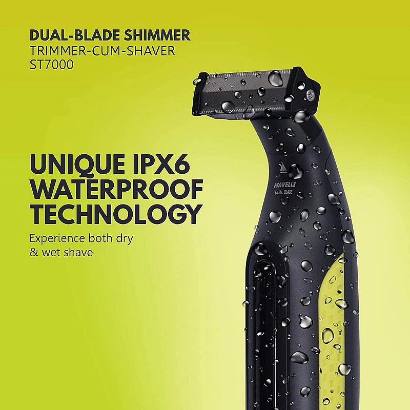 Havells ST7000 Rechargeable Dual-Blade Shimmer (Shaver cum Trimmer) with 3 Trimming Combs (Black & Yellow) Havells ST7000 Rechargeable Dual-Blade Shimmer (Shaver cum Trimmer) with 3 Trimming Combs (Black & Yellow)