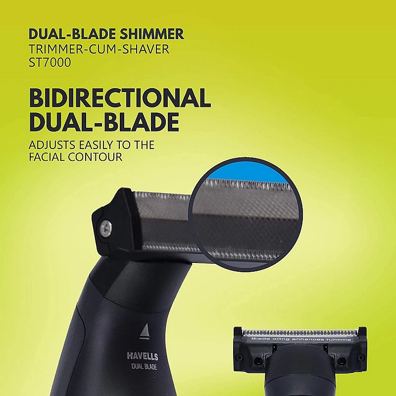 Havells ST7000 Rechargeable Dual-Blade Shimmer (Shaver cum Trimmer) with 3 Trimming Combs (Black & Yellow) Havells ST7000 Rechargeable Dual-Blade Shimmer (Shaver cum Trimmer) with 3 Trimming Combs (Black & Yellow)
